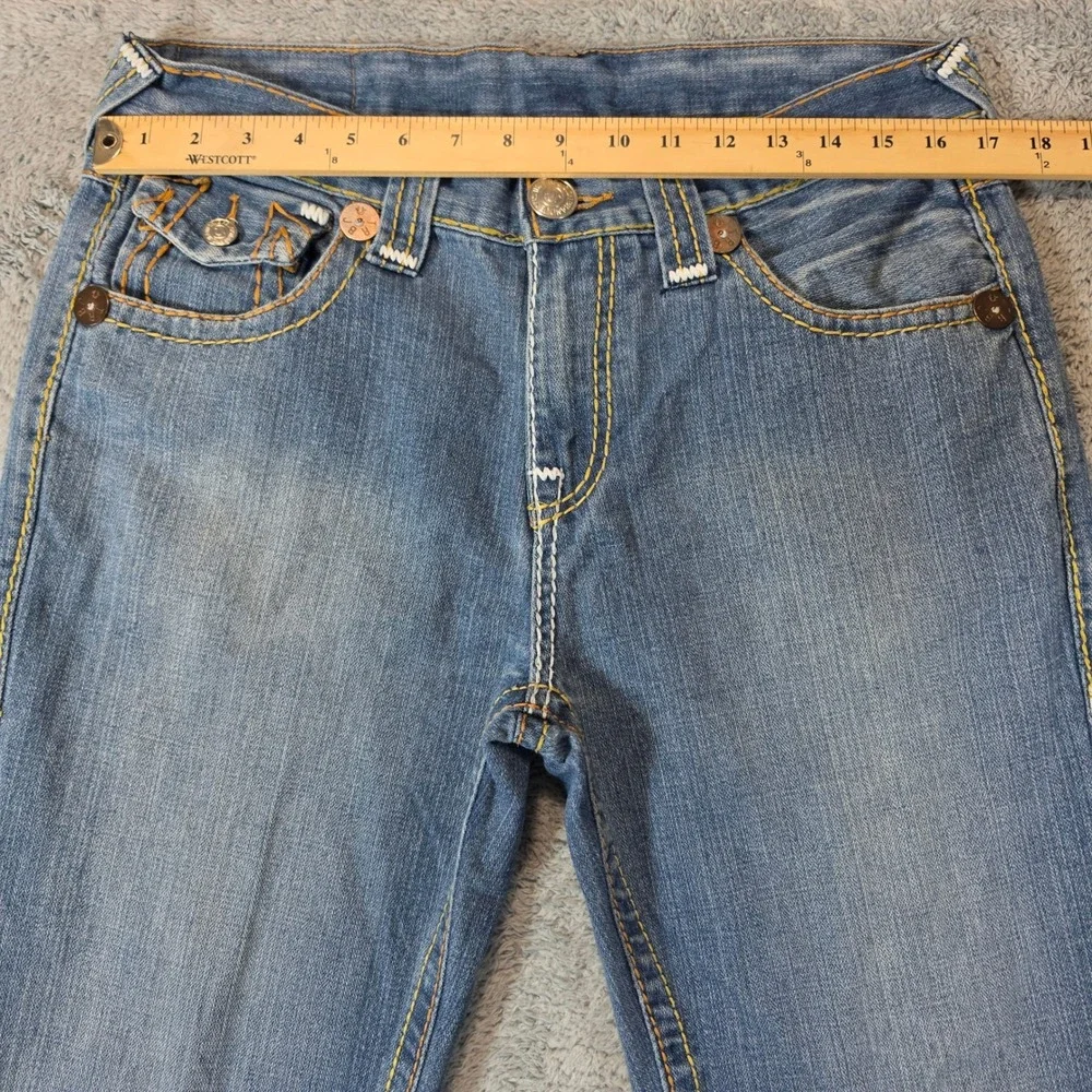 Vtg True Religion Ricky Big T Jeans Mens 34x32 Blue Straight Leg USA Made Stitch